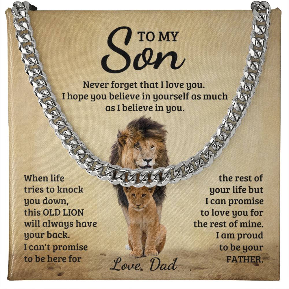 To My Son Gift From Dad, Never Forget That I Love You - Cuban Link Chain Neckalce