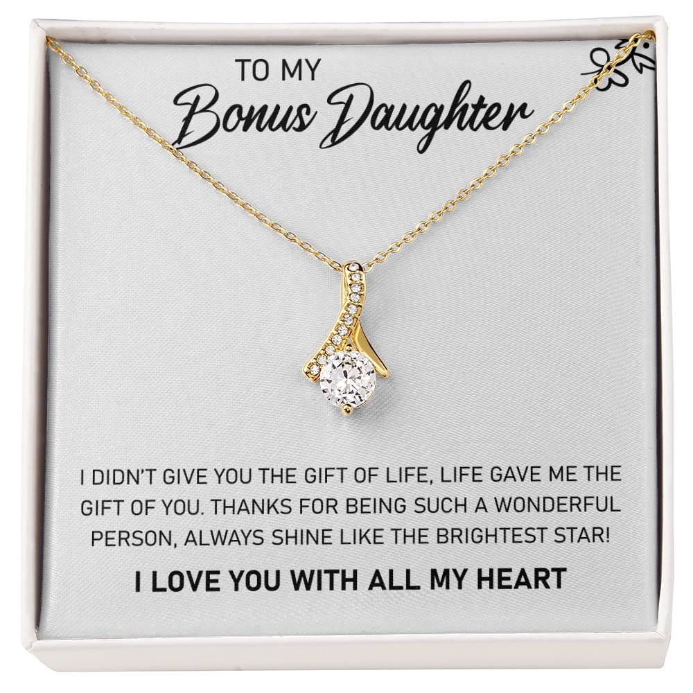 To My Bonus Daughter, Always Shine Like The Brightest Star - Alluring Beauty Necklace