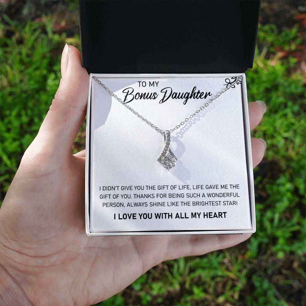 To My Bonus Daughter, Always Shine Like The Brightest Star - Alluring Beauty Necklace