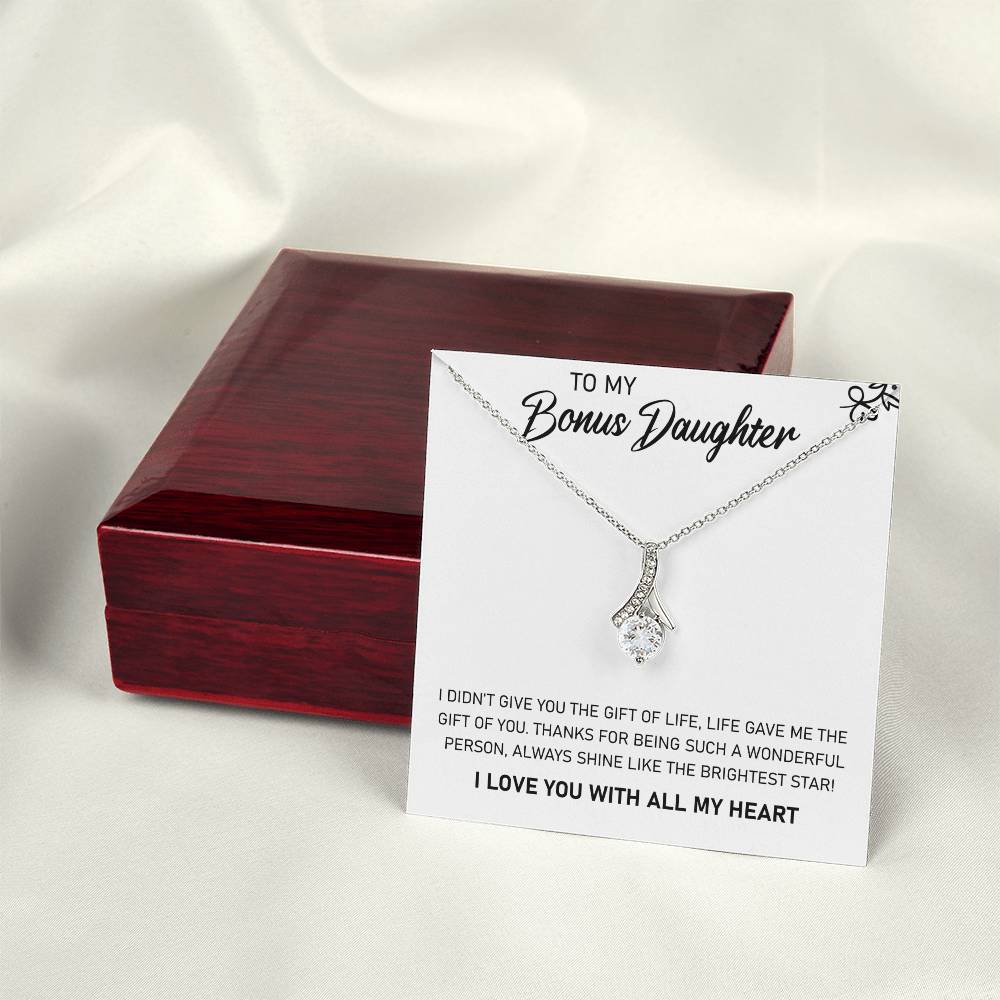 To My Bonus Daughter, Always Shine Like The Brightest Star - Alluring Beauty Necklace