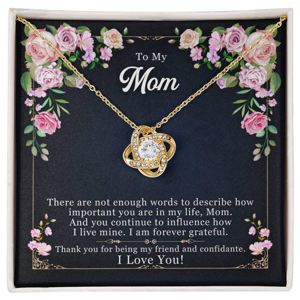 To My Mom, Thank yOU For Being My Friend - Love Knot Necklace