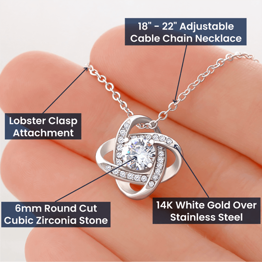 To My Granddaughter, Hold This Tight To Feel My Love - Love Knot Necklace