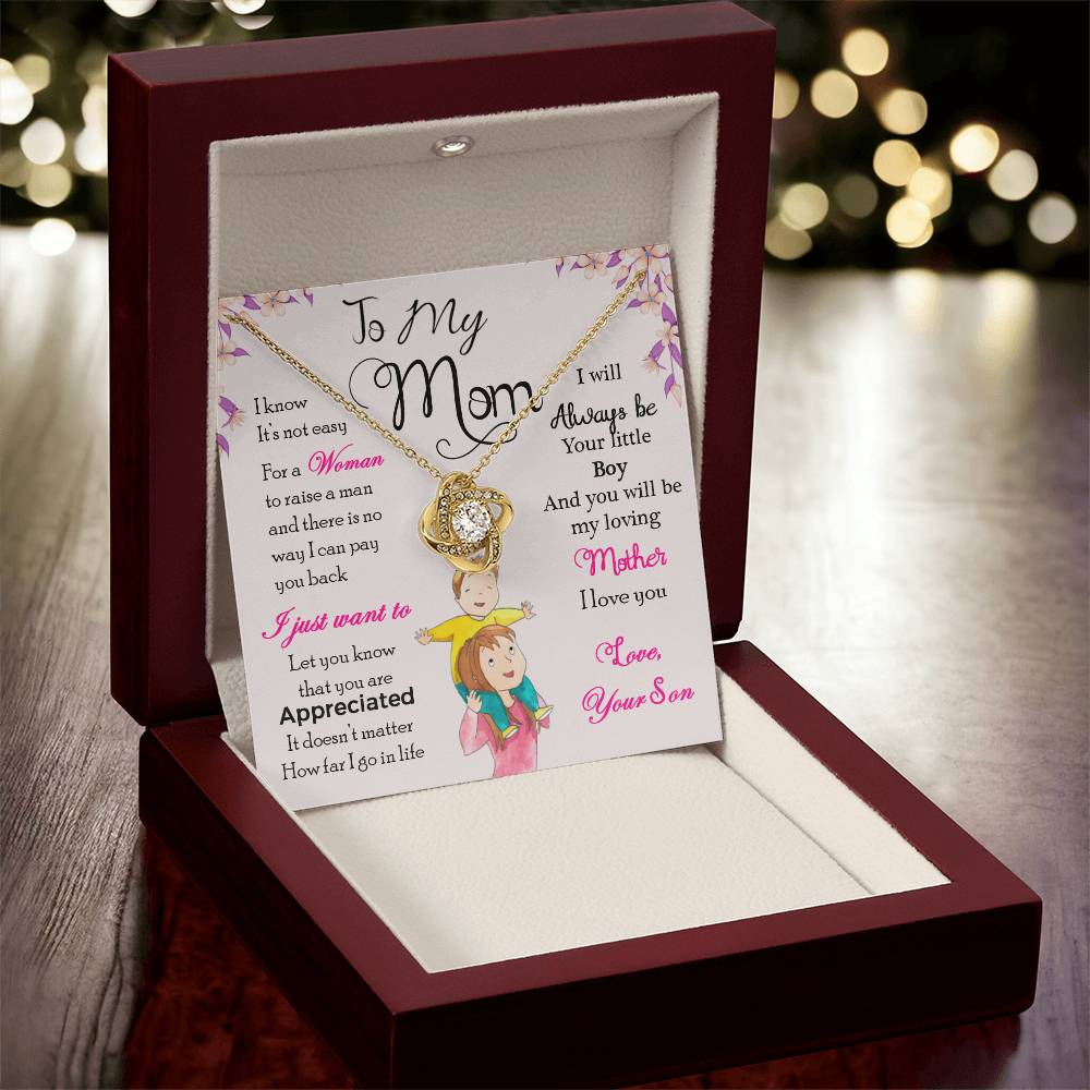 To My Mom, I Will Always Be Your Little Boy - Love Knot Necklace