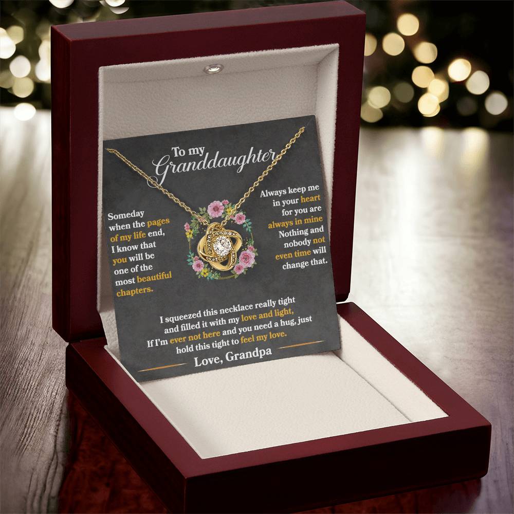 To My Granddaughter, Hold This Tight To Feel My Love - Love Knot Necklace