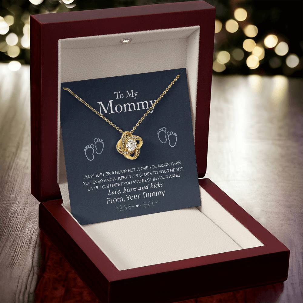 To My Mommy, Love From Your Tummy - Love Knot Necklace