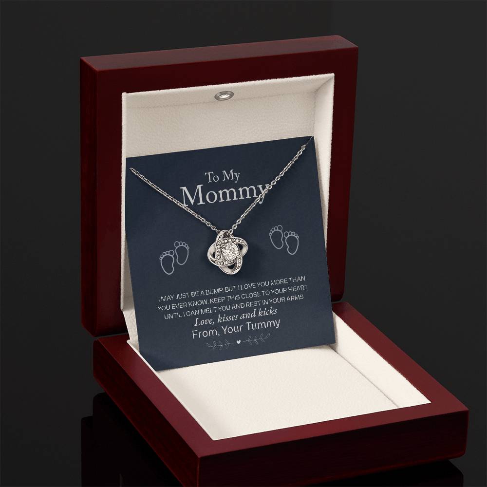 To My Mommy, Love From Your Tummy - Love Knot Necklace