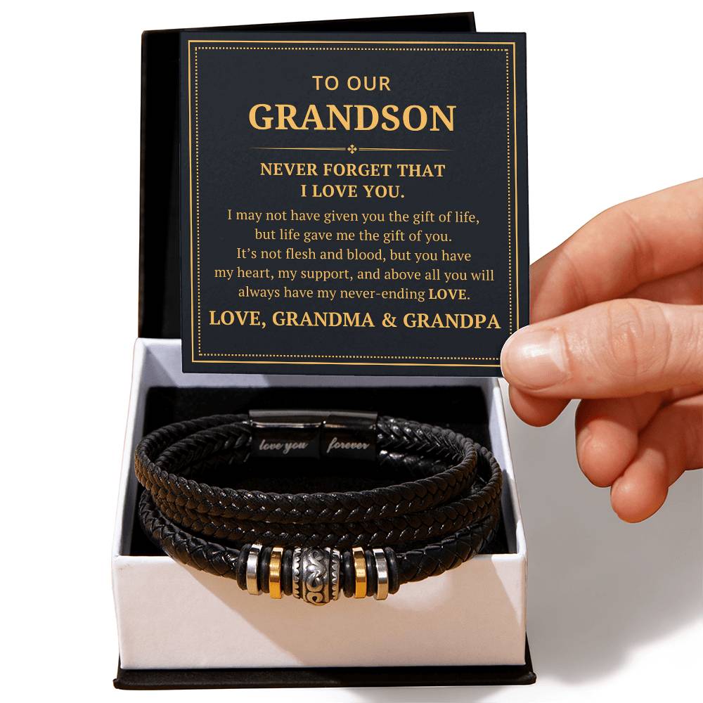 To Our Grandson From Grandma Grandpa - I May Not Have Given You The Gift Of Life - Love You Forever Bracelet