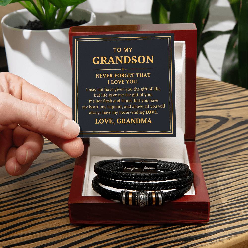 To My Grandson From Grandma - I May Not Have Given You The Gift Of Life - Love You Forever Bracelet