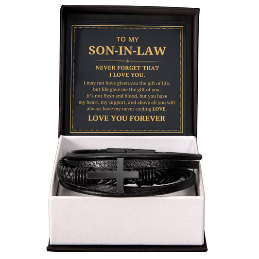 To My Son In Law - I May Not Have Given You The Gift Of Life - Men's Cross Bracelet