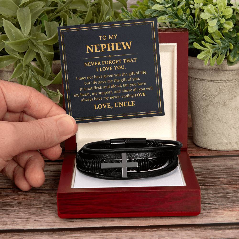 To My Nephew From Uncle - I May Not Have Given You The Gift Of Life - Men's Cross Bracelet