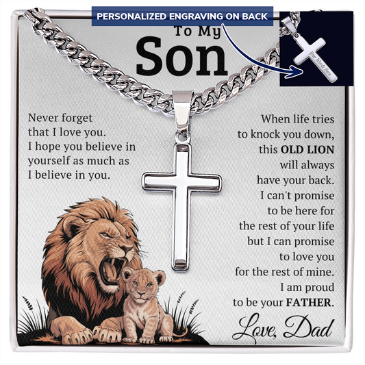 Personalized Cross with Cuban Link Chain